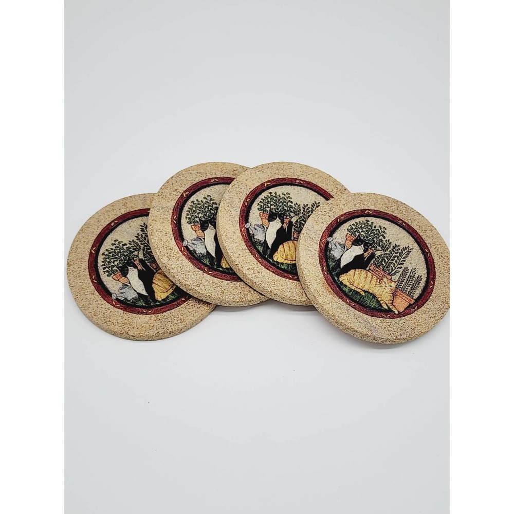 Sandstone Cat Drink Coasters, Absorbent "Thirsty" Stone with Cork Backing